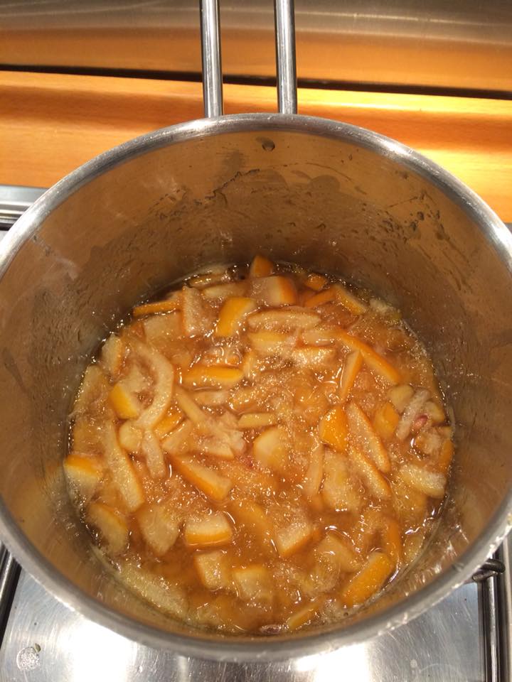 Glögg appelsin og citron skiver koger